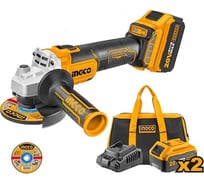 Аккумуляторная угловая шлифмашина INGCO Li-Ion, 20 В CAGLI2011582