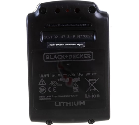 Аккумуляторная батарея Li-Ion (18В, 1.5 Ач) Black&Decker BL1518-XJ
