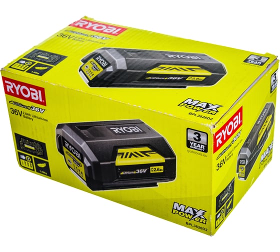 Аккумуляторная батарея (36В; 2.6 Ач; Lithium+) Ryobi BPL3626D2 5133004386