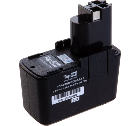 Аккумулятор (7.2V; 1.5Ah; Ni-Cd) для электроинструмента Bosch TopON TOP-PTGD-BOS-7.2-1.5