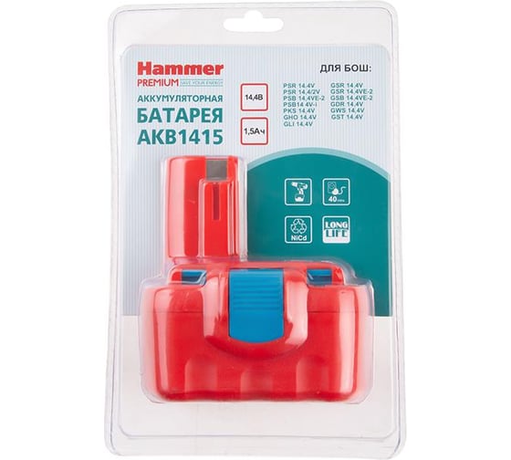 Аккумулятор PREMIUM AKB1415 (14.4 В; 1.5 Ач) для BOSCH HAMMER 18552
