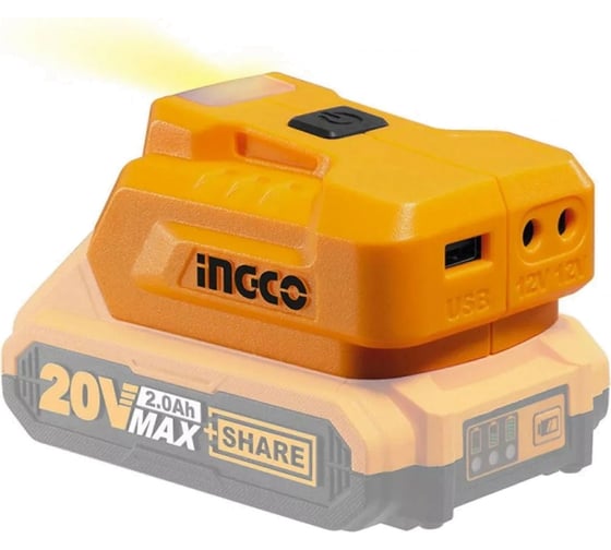 Фонарь и USB адаптер для аккумулятора INGCO P20S CUCLI2022