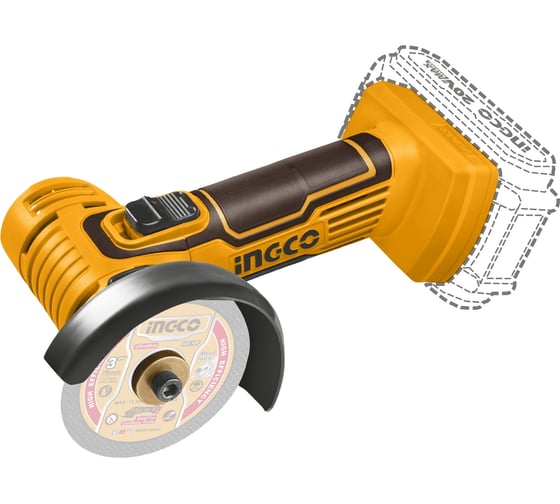 Аккумуляторная угловая шлифовальная машина INGCO INDUSTRIAL 76 мм Li-Ion 20В CAGLI76012