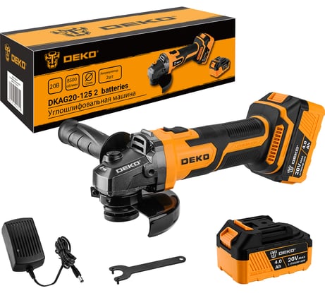 Углошлифовальная машина DEKO DKAG20-125, 2х4.0 Ач 063-2151