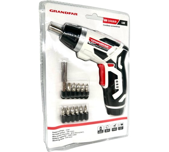 Аккумуляторная отвертка GRANDFAR GDR1/4-3.6G1 1