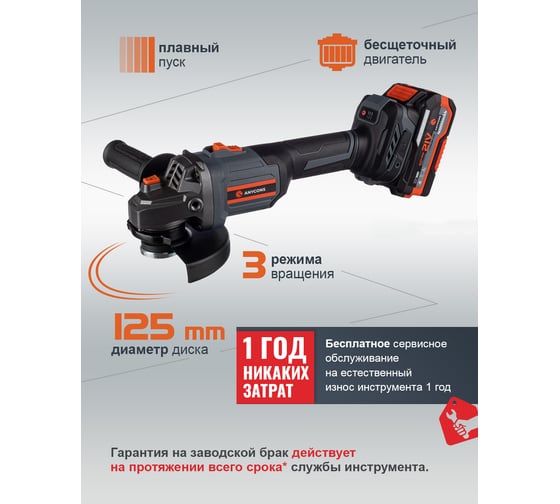 Бесщеточная УШМ Anycons JM-125 1 акк 5345424