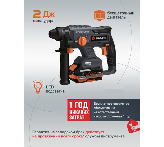 Перфоратор Anycons SDS+ аккумуляторный AC-H408 1акк 5345431
