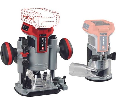 Аккумуляторный фрезер Einhell PXC TP-RO 18 Set Li BL,18В,10-30 т/мин,цанга 6/8 мм, 2 станины, без АКК 4350410