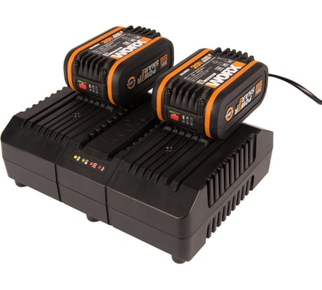 Комплект: Двойное Зарядное устройство WORX WA3883 + 2 АКБ 4.0 А/ч