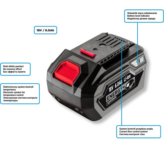 Батарея аккумуляторная Energy+ (18 В; Li-Ion; 6 Ач.) GRAPHITE 58G086