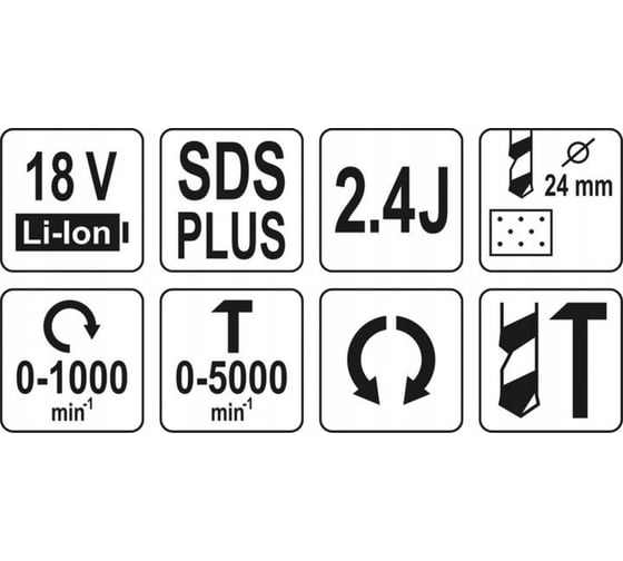Аккумуляторный перфоратор YATO 18 В SDS+ без аккумулятора YT-82772