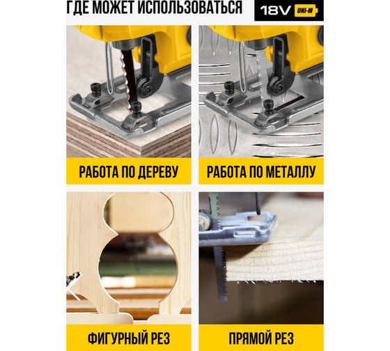 Лобзик аккумуляторный Kolner 18V UNI-M Standard, дер/мет 100/5мм, KJS 18-100-1K, БЗП, 8021200014