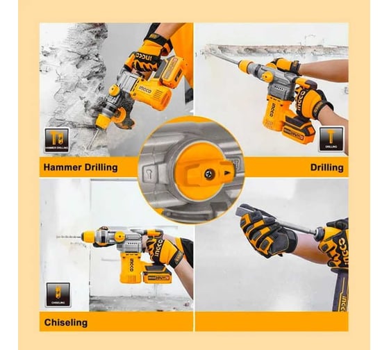 Аккумуляторный перфоратор INGCO BL 20В, 4,5Дж 2хАКБ 4Ач и ЗУ SUPER INDUSTRIAL CRHLI202882