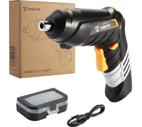 Аккумуляторная отвертка DEKO DKS4FU-Li + набор инструментов 31 предмет 063-4151