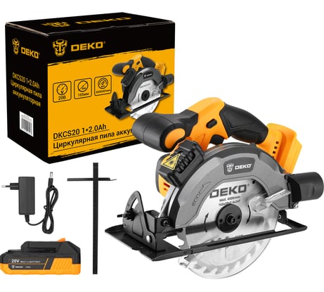 Циркулярная аккумуляторная пила DEKO DKCS20 Laser 20В 165мм 1х2.0Ач 063-4205