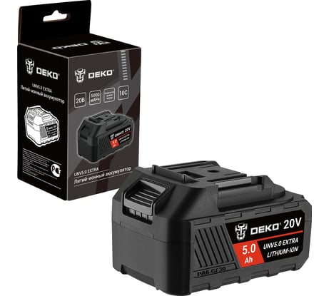 Аккумулятор DEKO UNV5.0 EXTRA, Li-ion, 20В, 5.0А_ч, с повышенной токоотдачей 063-4497