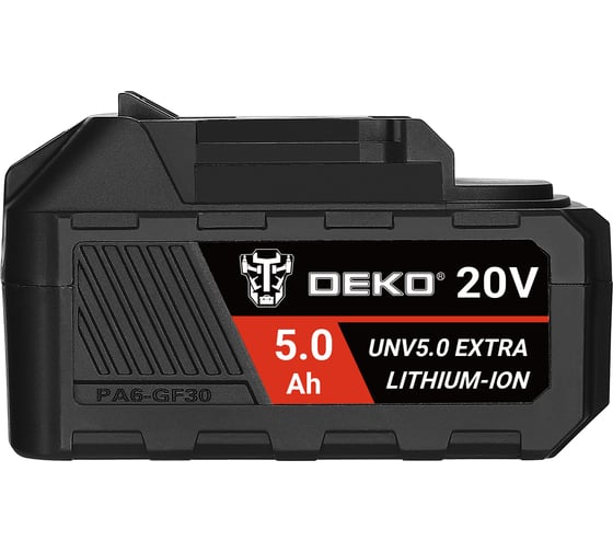 Аккумулятор DEKO UNV5.0 EXTRA, Li-ion, 20В, 5.0А_ч, с повышенной токоотдачей 063-4497