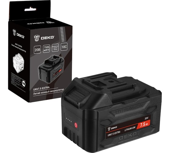 Аккумулятор DEKO UNV7.5 EXTRA, Li-ion, 20В, 7.5А_ч, с повышенной токоотдачей 063-4499