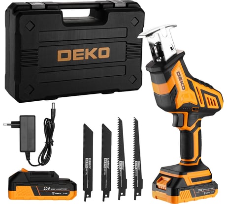 Сабельная пила аккумуляторная DEKO DKRS20-Li-ion в кейсе, 20В, 2x3.0Ач 085-1070