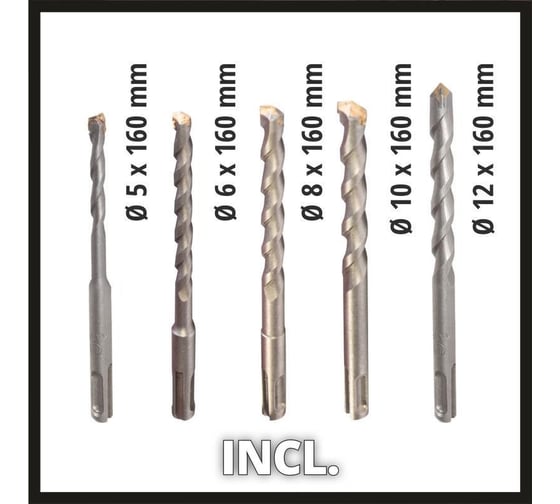 Аккумуляторный перфоратор Einhell PXC TE-HD 18 Li (1x2.5 Aч) кейс, набор буров 4514218