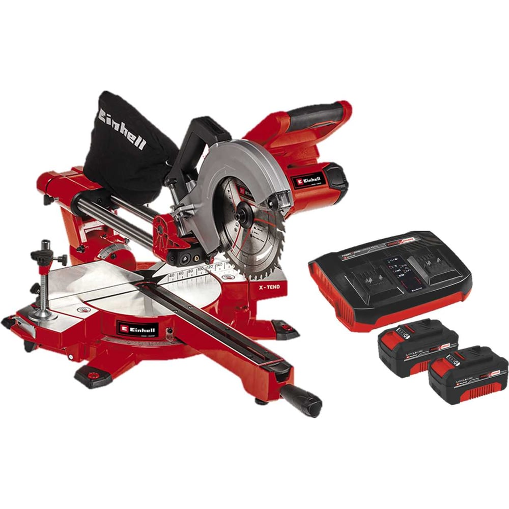 ТорцовочнаяаккумуляторнаяпилаEinhellPXCTE-SM36/210Li,2х18В,210х30мм,пр-л310х65мм,лазер+2аккумулятора,4Ач+двойноеЗУ4300880SET