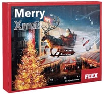 Аккумуляторная отвертка в наборе с битами и лазерным дальномером FLEX Xmas 533102