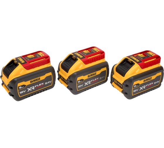 Набор Dewalt: 3 аккумулятора DCB547, Li-Ion, 18/54 В, 9/3 Ач и зарядное устройство DCB118, 18/54 В, 8 А, DCB118X3-QW