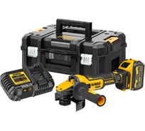 Аккумуляторная угловая шлифмашина DEWALT DCG409T1, 18/54 В, 125 мм, 9000 об/мин, с АКБ 6 Ач и ЗУ, в кейсе TSTAK DCG409T1-QW