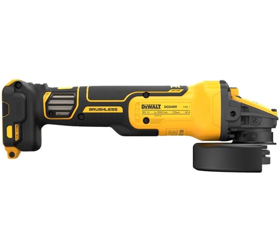 Аккумуляторная угловая шлифмашина DEWALT DCG409T1, 18/54 В, 125 мм, 9000 об/мин, с АКБ 6 Ач и ЗУ, в кейсе TSTAK DCG409T1-QW