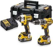 Набор аккумуляторный Dewalt 18 В: ударная дрель-шуруповерт DCD796 и ударный шуруповерт DCF887, с 2 АКБ 5 Ач и ЗУ, в кейсе TSTAK DCK266P2T