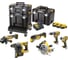 Набор электроинструмента Dewalt 18 В: перфоратор + дисковая пила + УШМ + дрель + шуруповерт + реноватор, с 3 АКБ 5 Ач и ЗУ, в 3 кейсах TSTAK, DCK685P3T DCK685P3T-QW 1