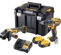 Набор электроинструмента Dewalt DCK2020P2T, 18 В: ударная дрель-шуруповерт DCD791 и угловая шлифмашина DCG405, с 2 АКБ 5 Ач и ЗУ, в кейсе TSTAK, DCK2020P2T-QW