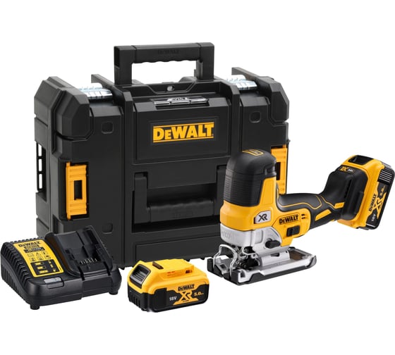 Аккумуляторный лобзик DEWALT DCS335P2, 18 В, 3200 ход/мин, 26 мм, с 2 АКБ 5 Ач и ЗУ, в кейсе TSTAK DCS335P2-QW