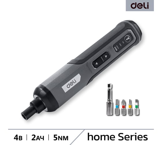 Отвертка аккумуляторная DELI DC160 (4В х 2Ач, 5Нм, 300об/мин, Type-C, набор бит 4 шт, коробка) 162800