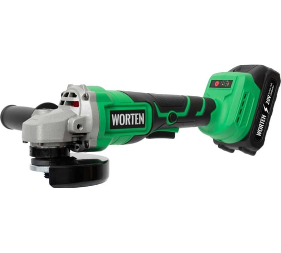 Угловая шлифмашина аккумуляторная WORTEN D125, 20В, 2х1.5 Ач, М14 КА-90000329