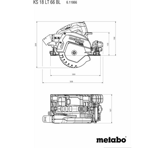 Аккумуляторная дисковая пила Metabo KS 18 LTX 66 BL 611866840
