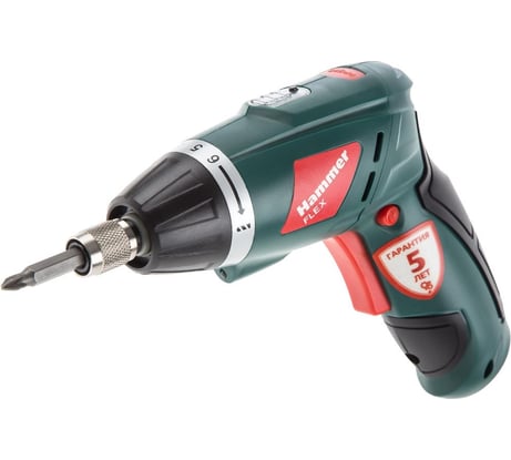 Аккумуляторная отвертка HAMMER Flex ACD3.6Li USB с набором бит 545454