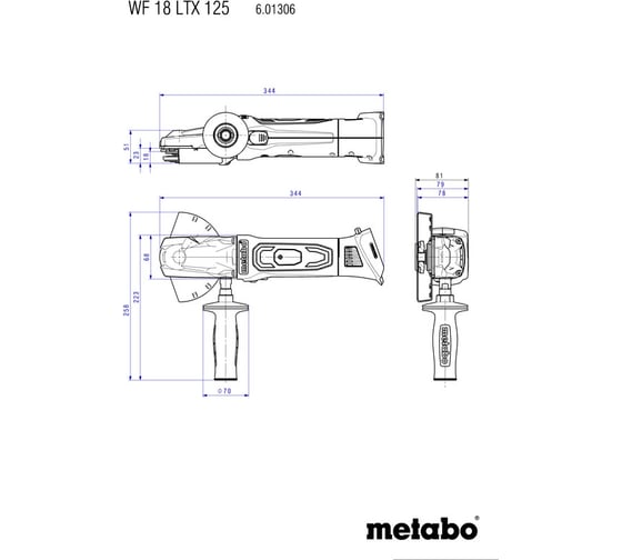 Угловая шлифмашина Metabo WF 18 LTX 125 Quick Cordl. flat head gr 601306840