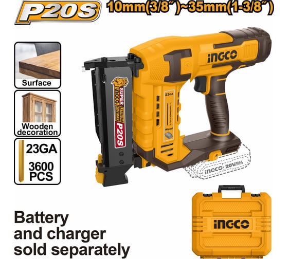 Аккумуляторный нейлер INGCO 20В GA 23 10-35мм SUPER CBNLI3603