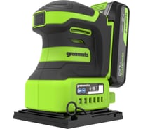 Плоская шлифовальная машина GreenWorks G24SS14, 24V, 115x140мм, 5500 об/мин, ампл. 1,6 мм, 1x2Ач,ЗУ, коробка 3100507VUA