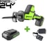 Пила сабельная GreenWorks GPT-CRS-25, 24V, б/щет, 0-3000/мин, рез 80мм по дереву, LED, 1x2Ач, ЗУ, коробка 1200507VUA 1