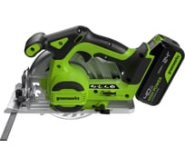 Дисковая пила GreenWorks GD24CS165, 24V, б/щет, диск 165х20мм, 4800об/мин, рез 57мм, 1x4Ач, ЗУ, коробка 1501607VUB