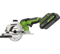 Дисковая мини пила GreenWorks G24MCS, 24V, б/щет, диск 120x9.5мм, 6500об/мин, рез 39мм, 1x2Ач, ЗУ, коробка 1501207VUA