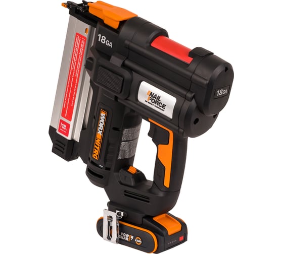 Аккумуляторный гвоздезабивной пистолет WORX 20В, 2Ачх1, ЗУ, сумка WX842