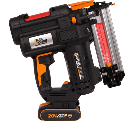 Аккумуляторный гвоздезабивной пистолет WORX 20В, 2Ачх1, ЗУ, сумка WX842