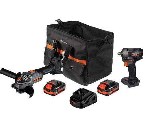 Набор из двух инструментов Anycons: ударная дрель шуруповерт 150 Нм, УШМ JM125 AC-ST203