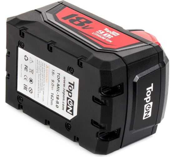 Аккумулятор TopON для Milwaukee 18V 9.0Ah (Li-ion) PN: M18 B9 TOP-MIL-18-9.0