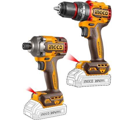 Набор аккумуляторного инструмента INGCO 20В 2 шт INDUSTRIAL CKLI20277