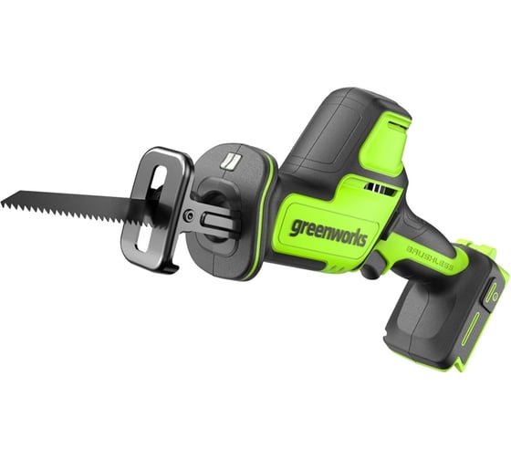 Пила сабельная аккумуляторная GreenWorks GPT-CRS-25, 24В, б/щет., 0-3000 об/мин, рез 80 мм дер., LED, без АКБ и ЗУ 1200507