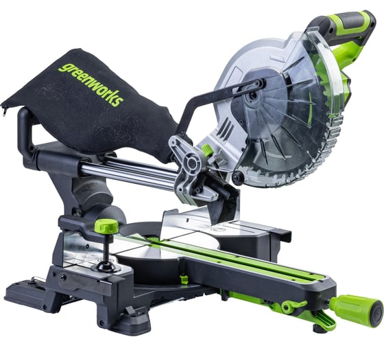 Торцовочная пила аккумуляторная GreenWorks GD24MS216, 24В, б/щет., 4800 об/мин, 216x30 мм, рез 65х310 мм, с 1хАКБ 4Ач и ЗУ 1501707UB